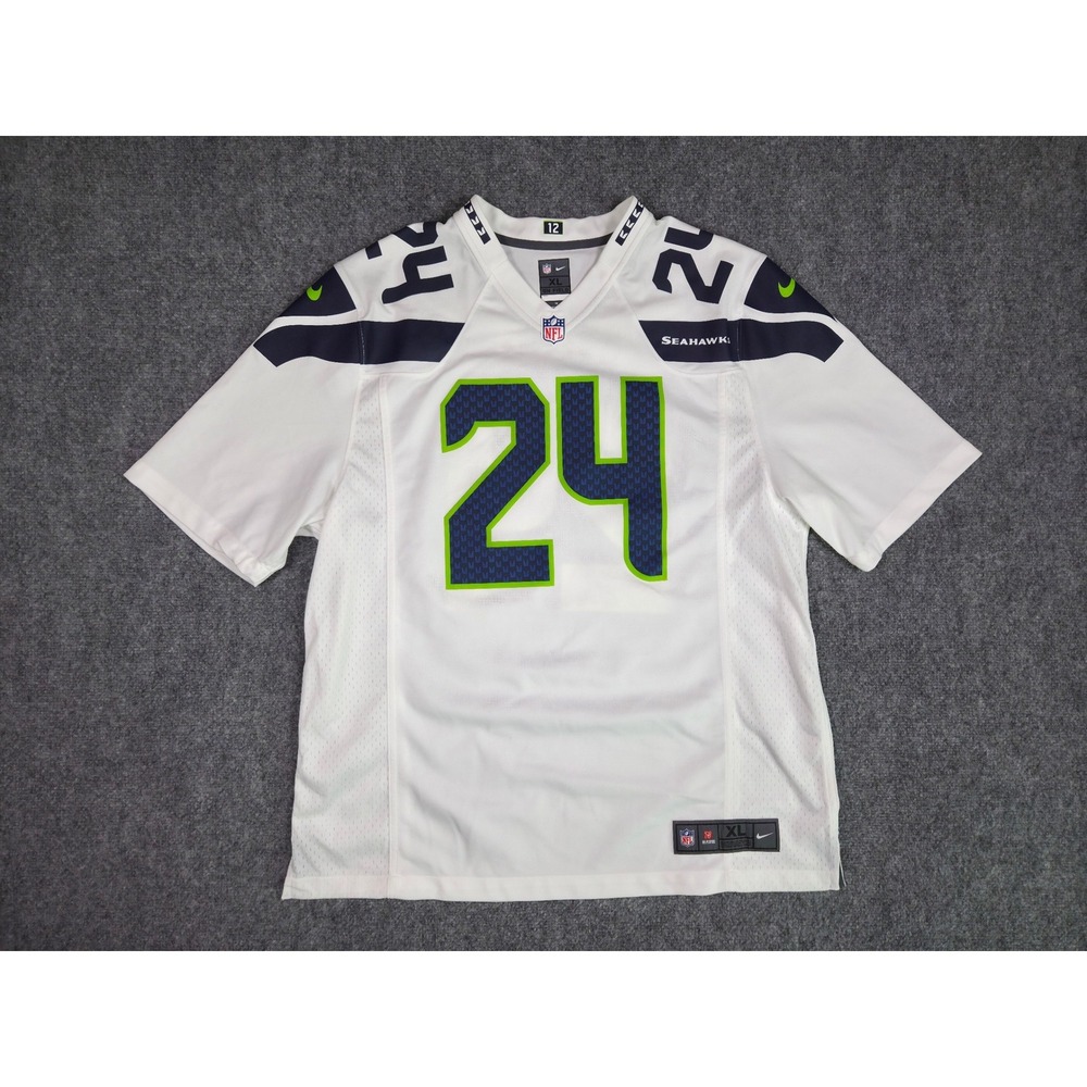 Seattle Seahawks Jersey Mens XL Nike White Marshawn Lynch 24 On Field Football